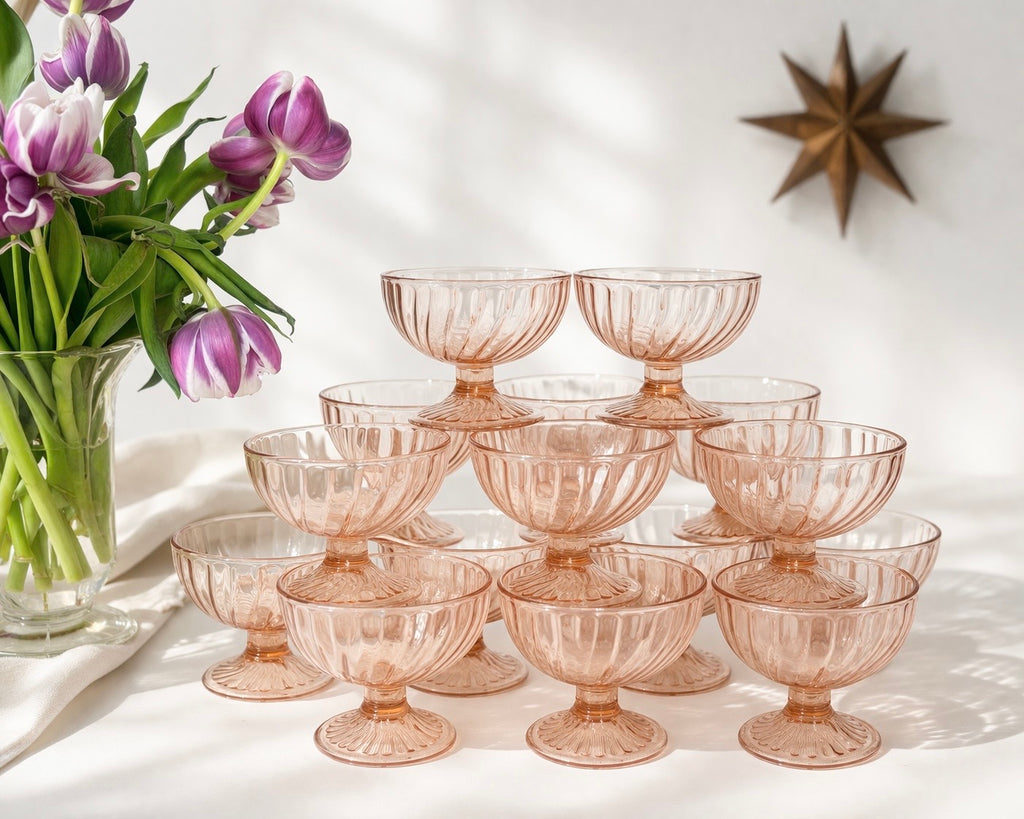 Coupes à dessert Luminarc Rosaline - verre rose vintage - Par 6