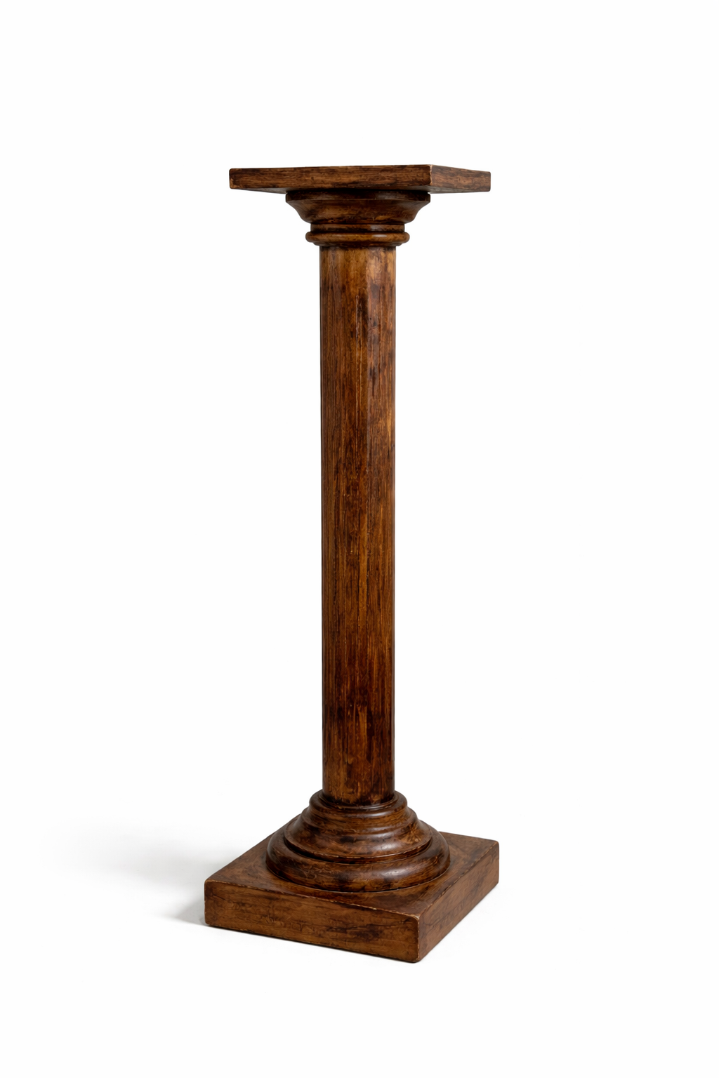 Sellette colonne ancienne en bois massif – style piédestal sculpté