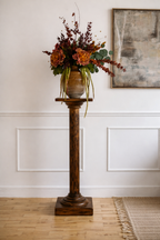 Sellette colonne ancienne en bois massif – style piédestal sculpté