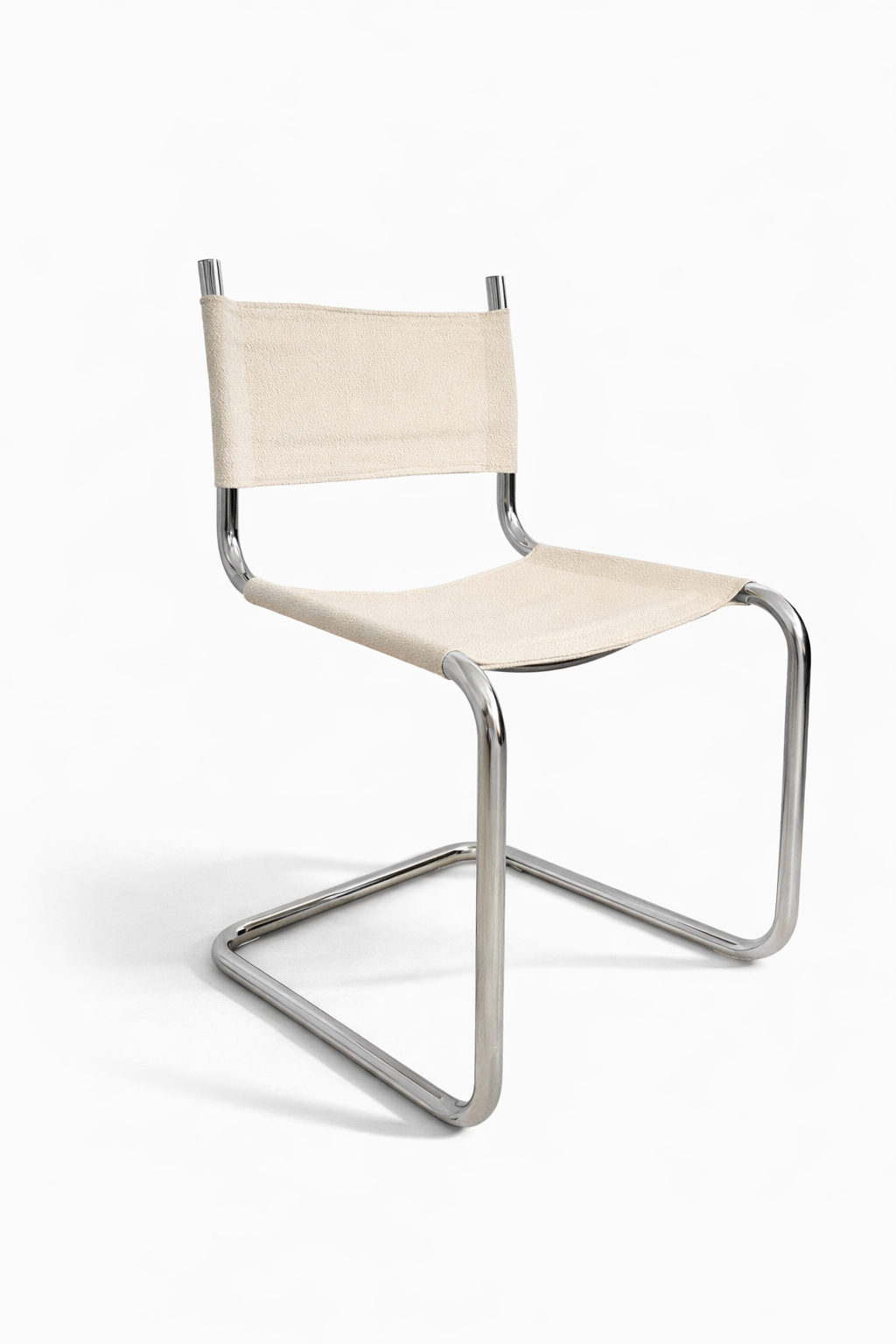 Paire de Chaises Breuer B32 – structure tubulaire & assise textile crème