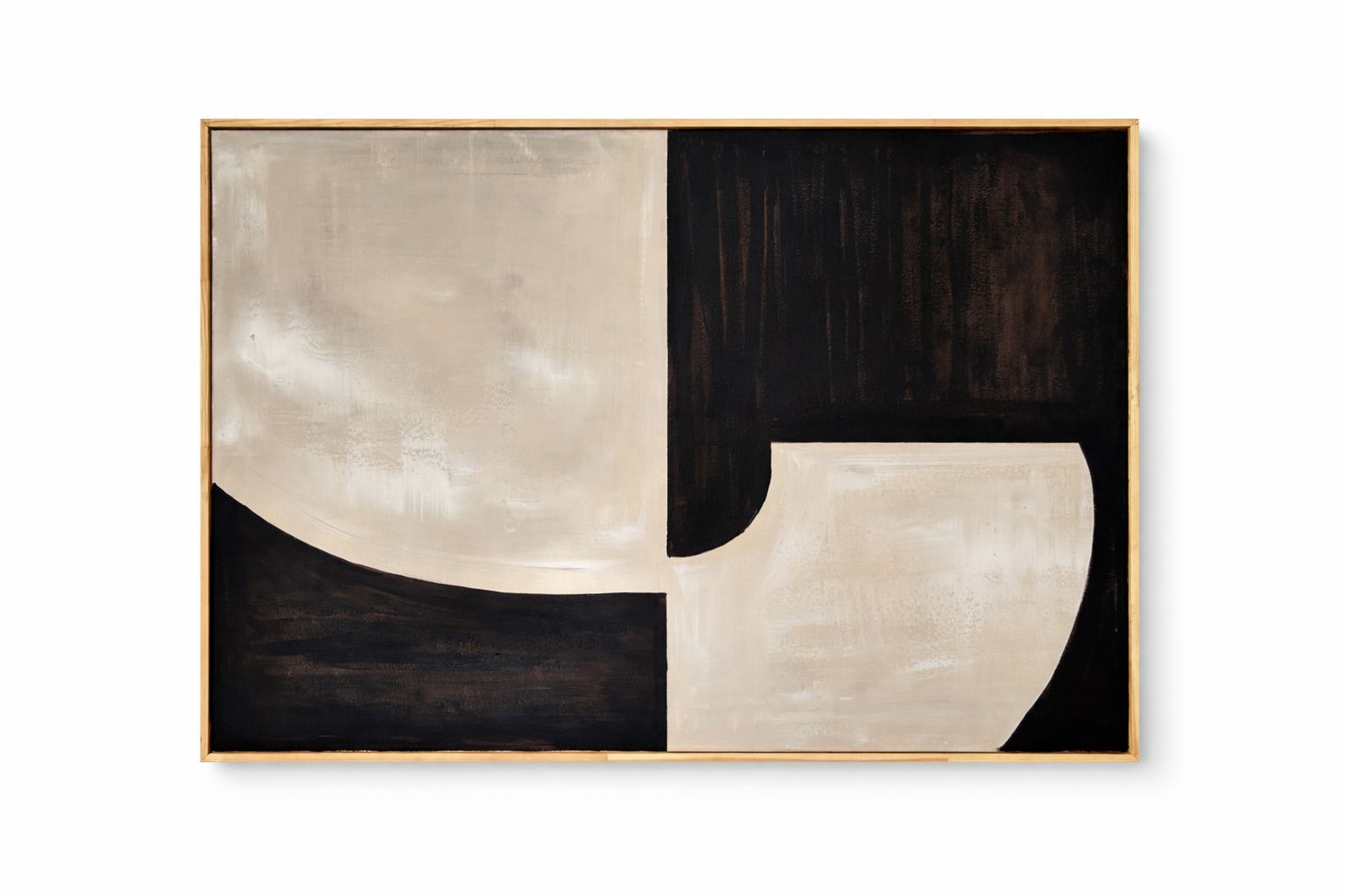 Tableau Abstrait Noir et Beige Wabi Sabi - toile acrylique contemporaine